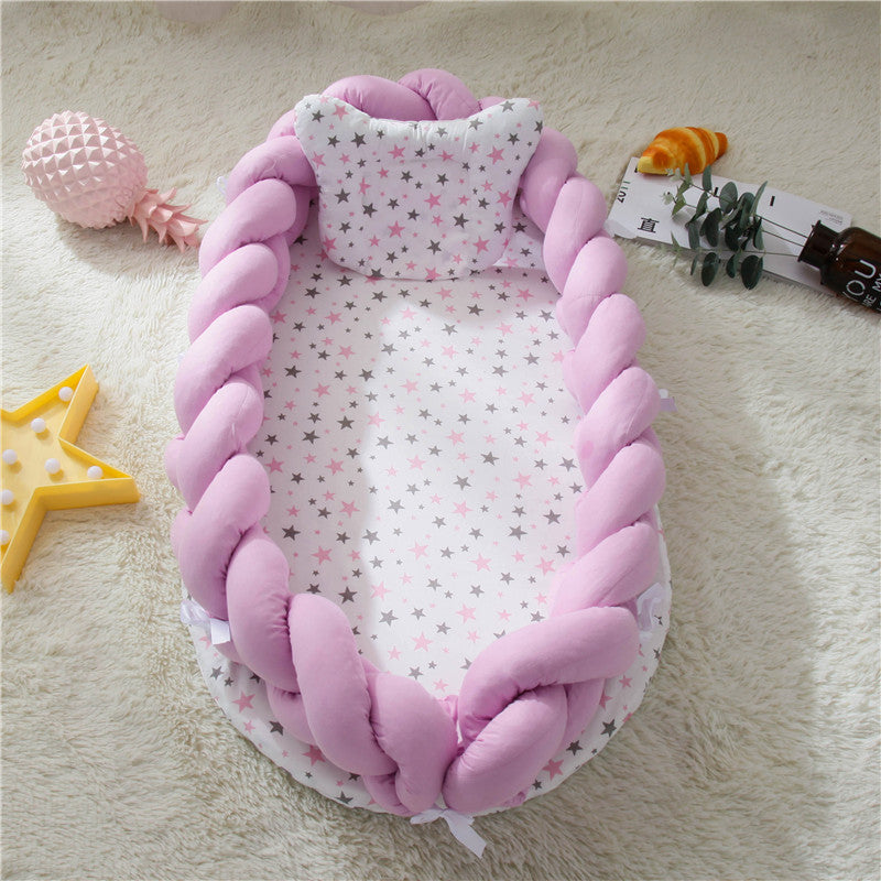 Chunky Knit Bumper baby nest-Purple , Grey , Mix