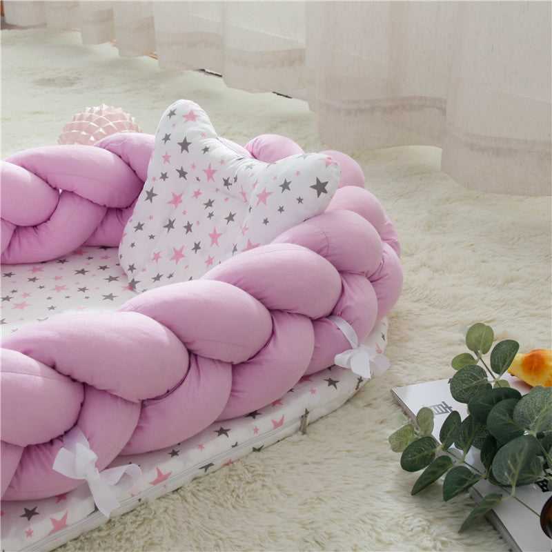 Chunky Knit Bumper baby nest-Purple , Grey , Mix