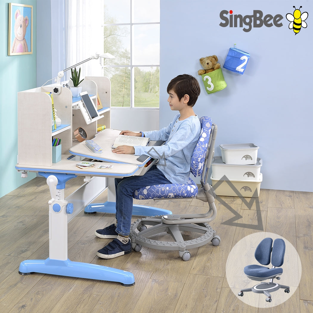 Childrens study desk bule/pink-learning stations that are height-adjustable, tilt-adjustable, and grow with the child – simply ergonomic