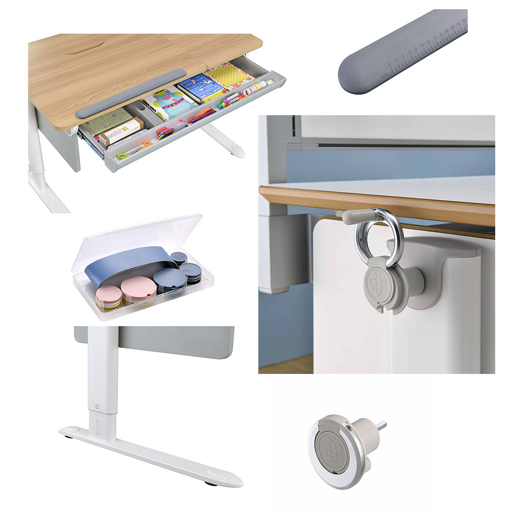 SingBee U-Shaped Desk with Boodshelf