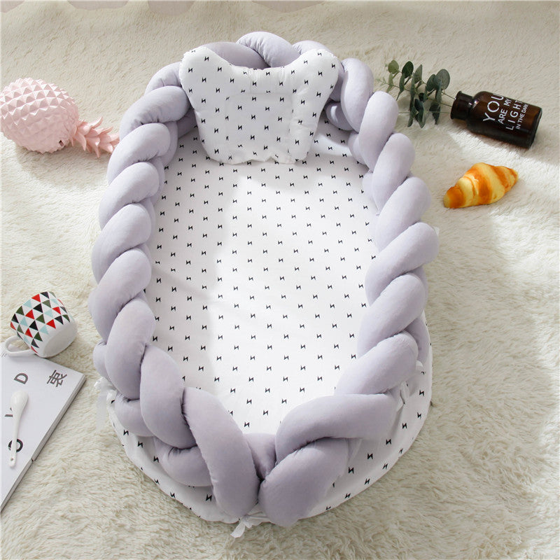 Chunky Knit Bumper baby nest-Purple , Grey , Mix