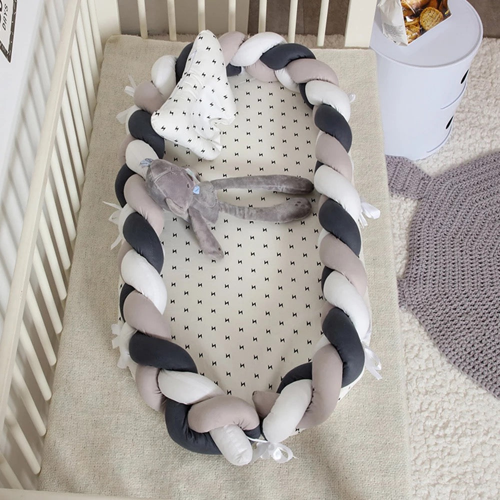 Chunky Knit Bumper baby nest-Purple , Grey , Mix