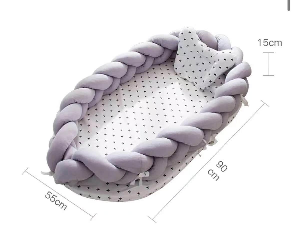 Chunky Knit Bumper baby nest-Purple , Grey , Mix