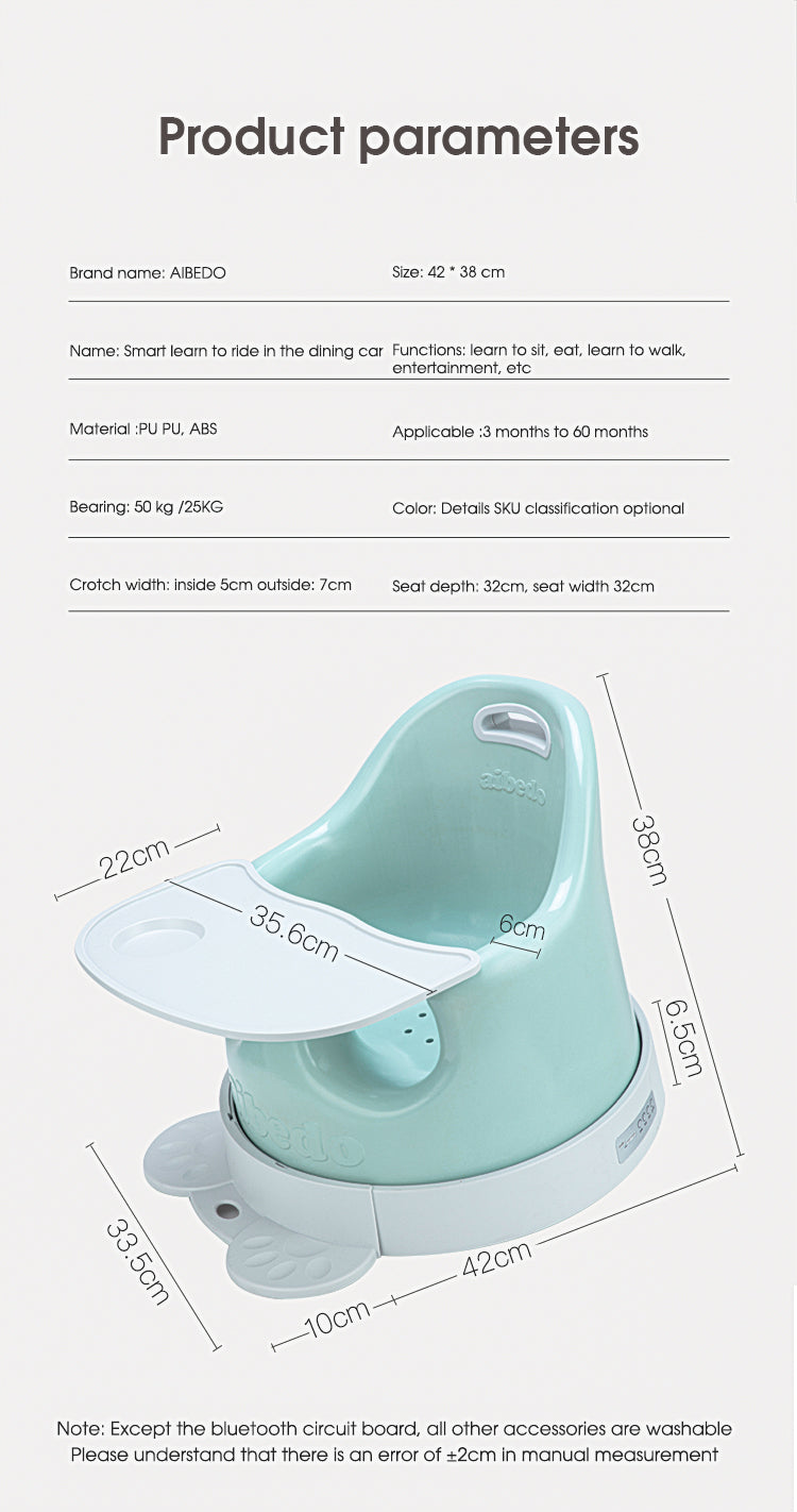 Non-toxic pu dining chair seated support baby floor-standing seat plus movable chassis fixed rope booster seat