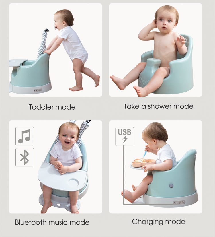 Non-toxic pu dining chair seated support baby floor-standing seat plus movable chassis fixed rope booster seat