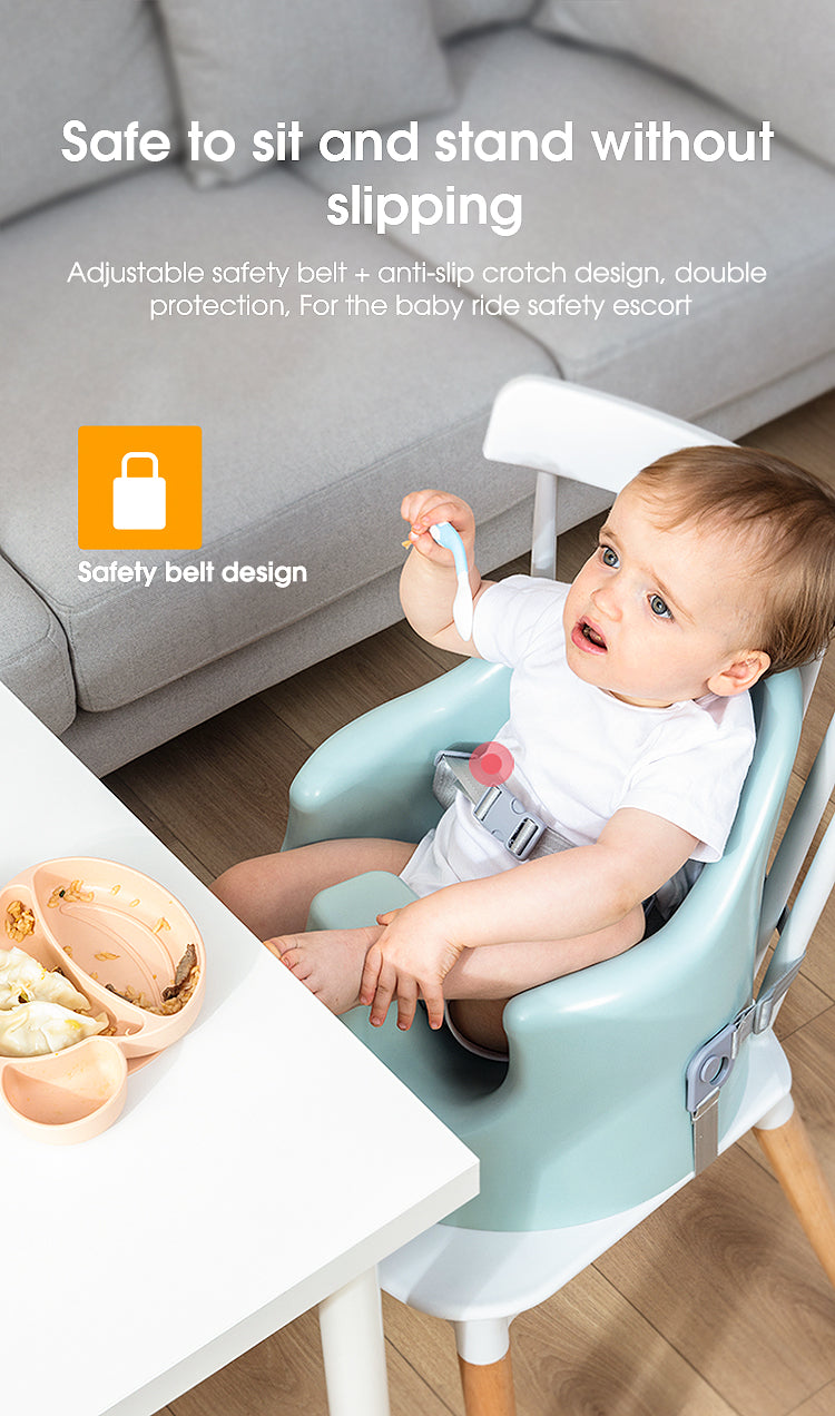 Non-toxic pu dining chair seated support baby floor-standing seat plus movable chassis fixed rope booster seat