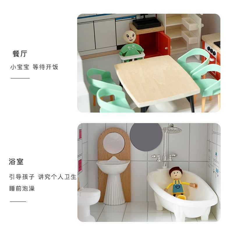 Dollhouse with light and car parking and swimming pool