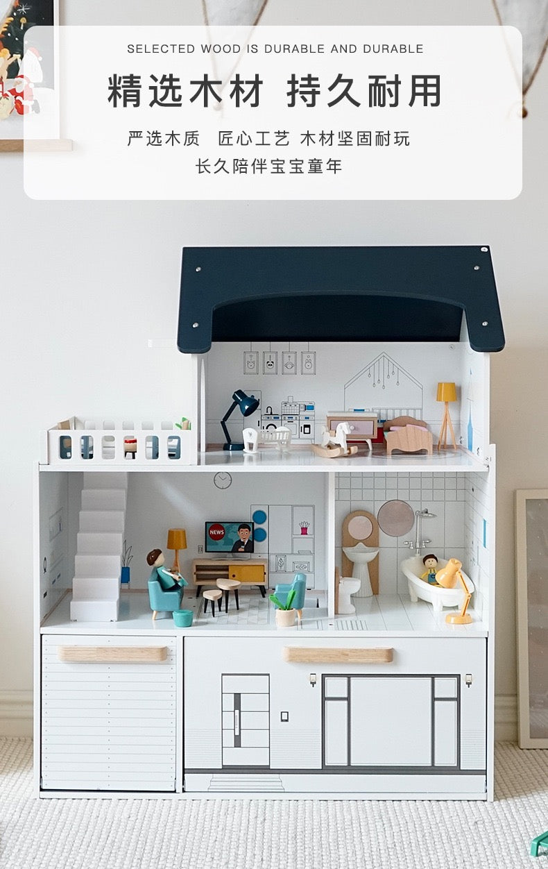 Dollhouse with light and car parking and swimming pool