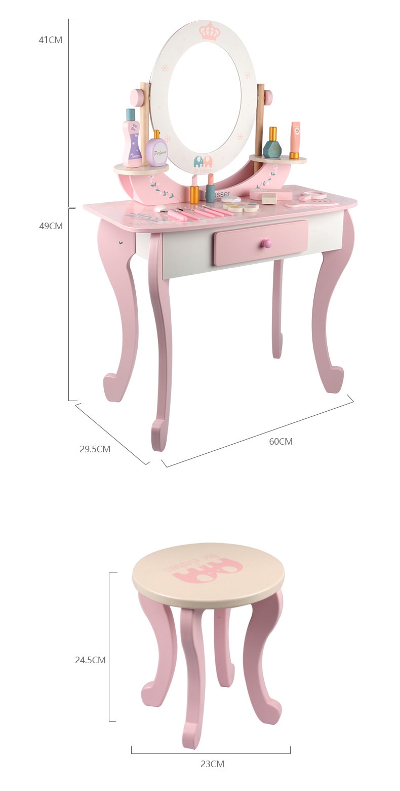 Dresser+ Chair-White & Pink
