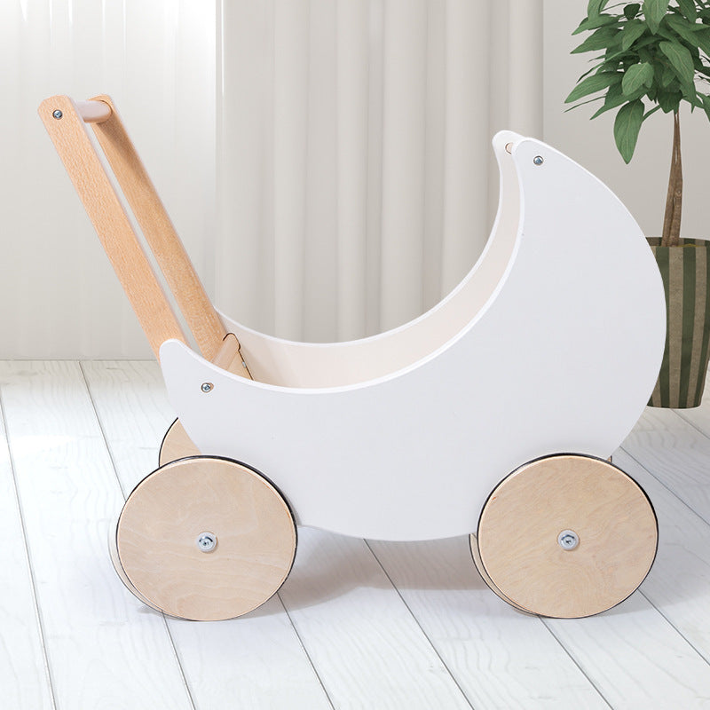 Moon Shape Wooden Shopping Cart Toy for Kids