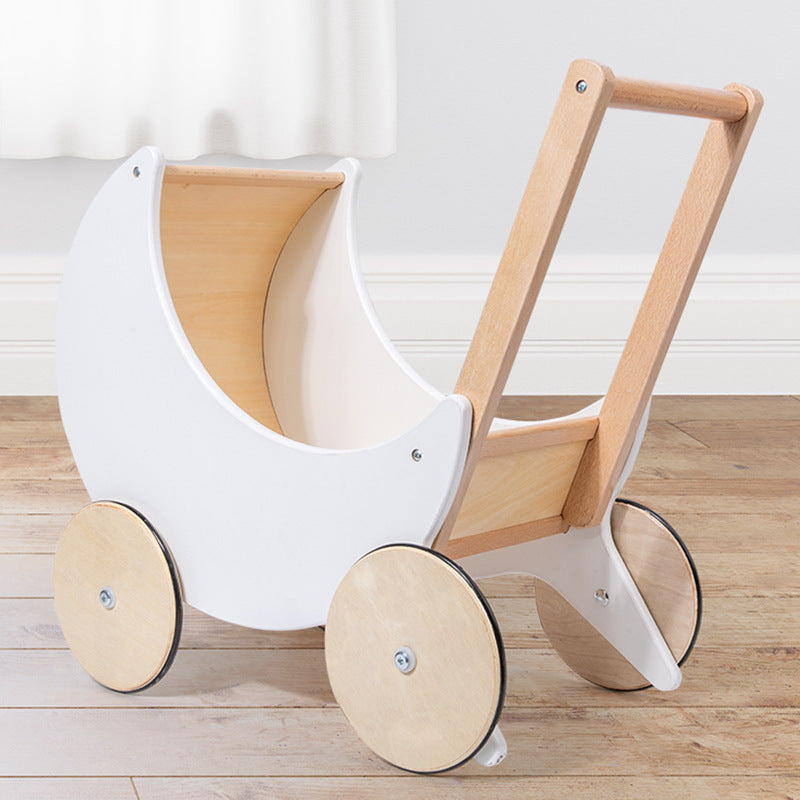 Moon Shape Wooden Shopping Cart Toy for Kids