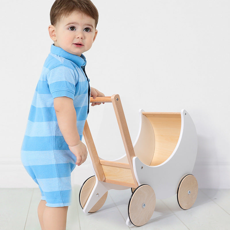 Moon Shape Wooden Shopping Cart Toy for Kids