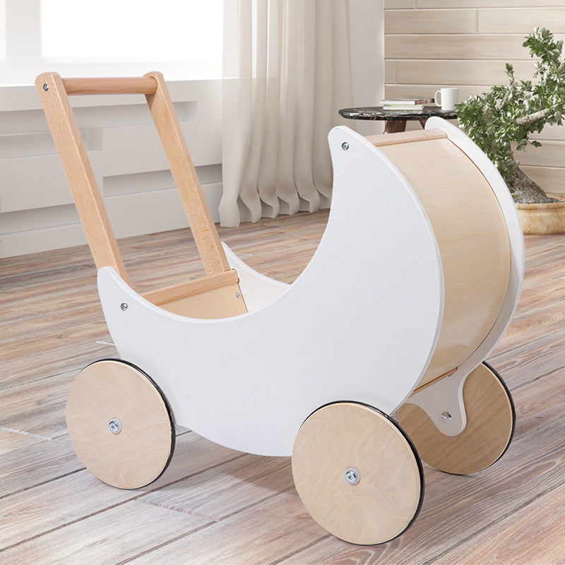 Moon Shape Wooden Shopping Cart Toy for Kids