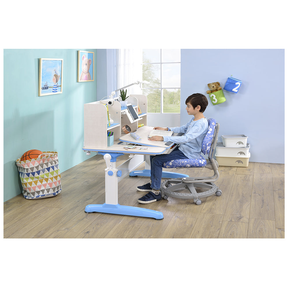 Childrens study desk bule/pink-learning stations that are height-adjustable, tilt-adjustable, and grow with the child – simply ergonomic