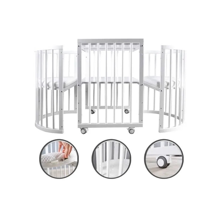 Multi-function Wooden Oval Swing Crib