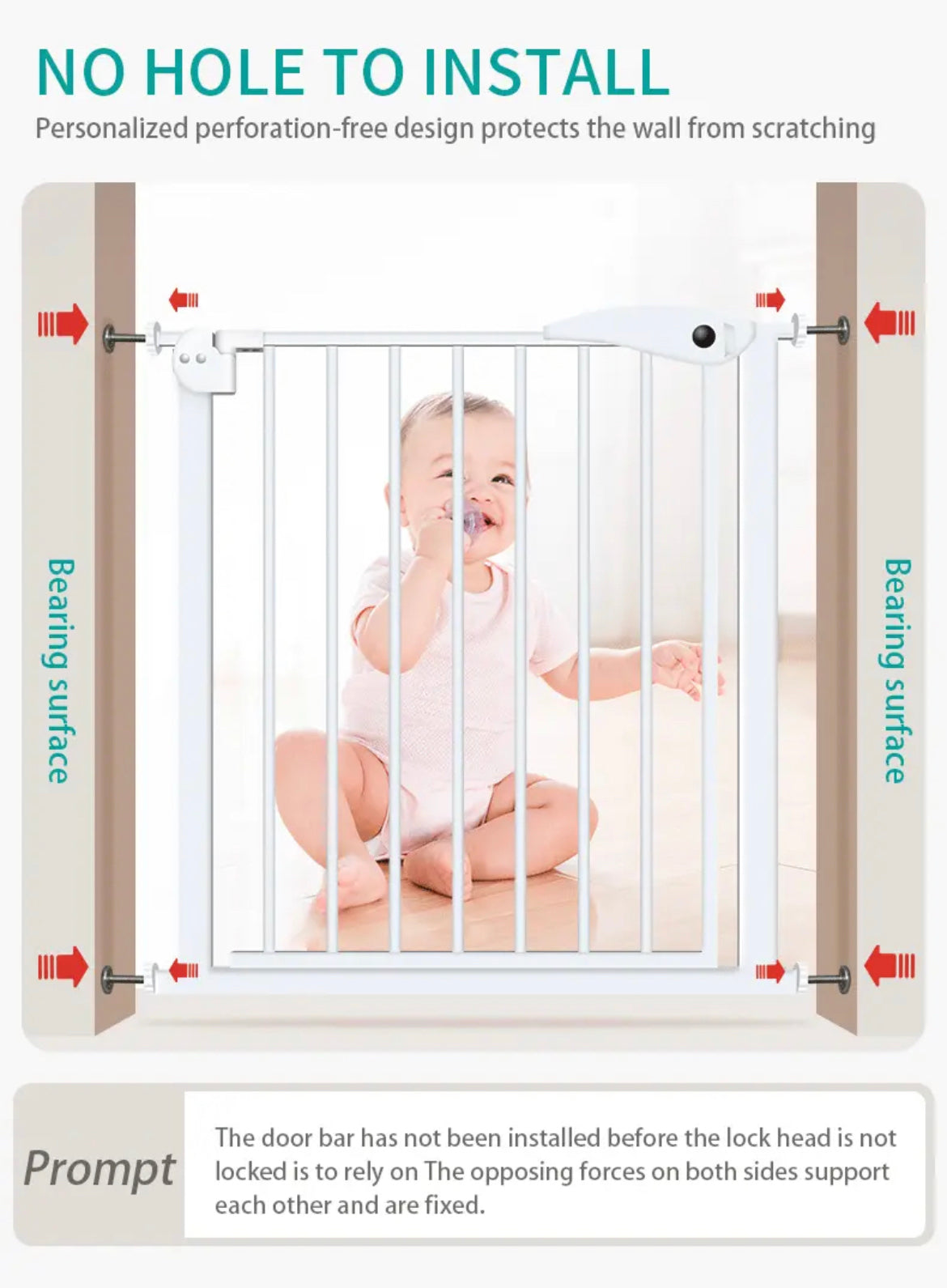 Auto Close Safety Baby Gate, Extra Wide Child Gate with 30 cm Extension Kit Maximum Suitable For 104 cm, Baby Gates for Stairs & Doorways, Easy Install (Safety Railing + 30cm Extension Kit)