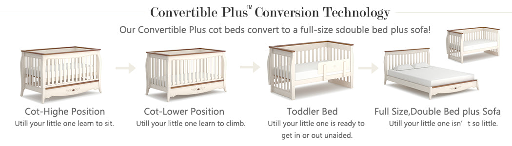Boori-convertible plus conversion technology crib