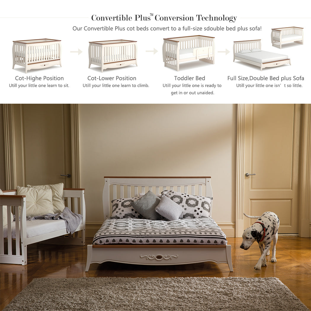 Boori-convertible plus conversion technology crib