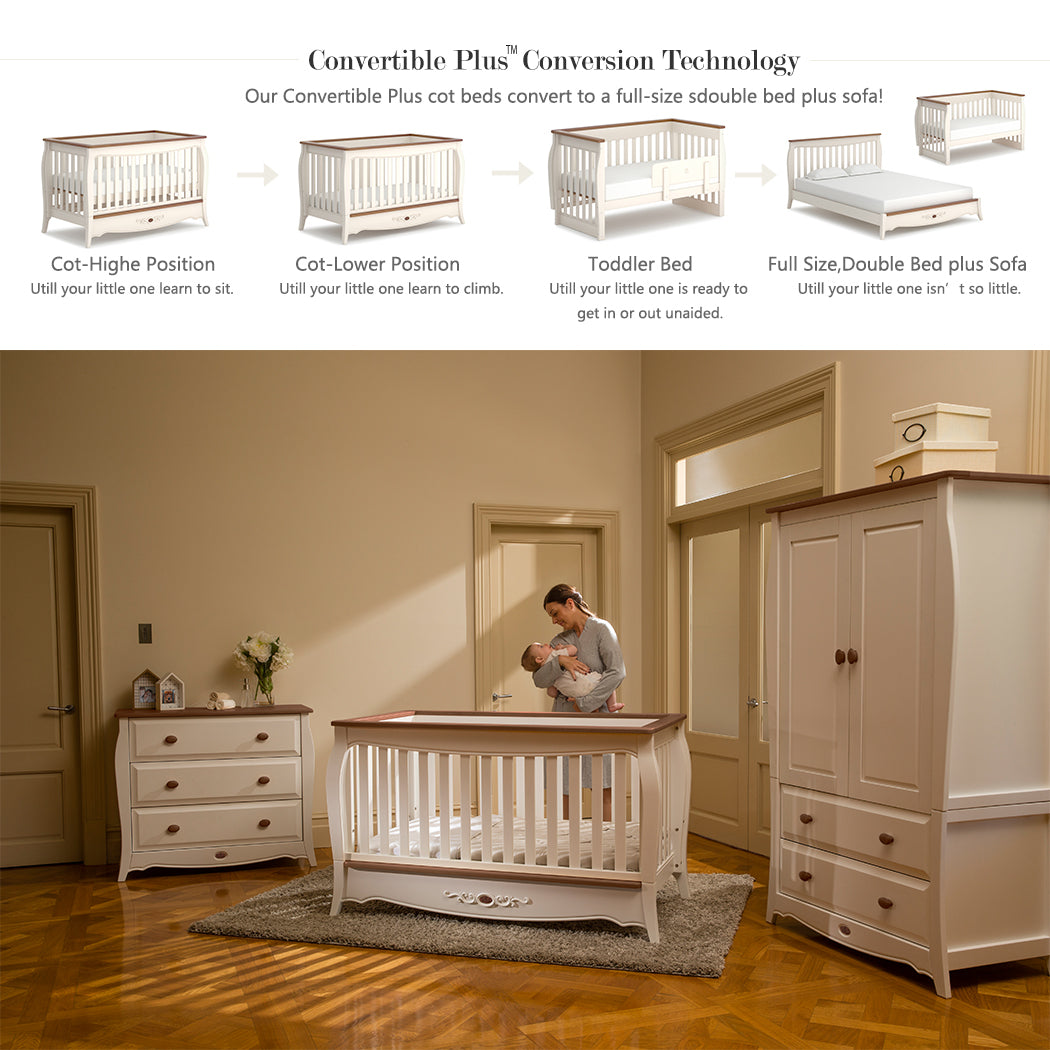 Boori-convertible plus conversion technology crib