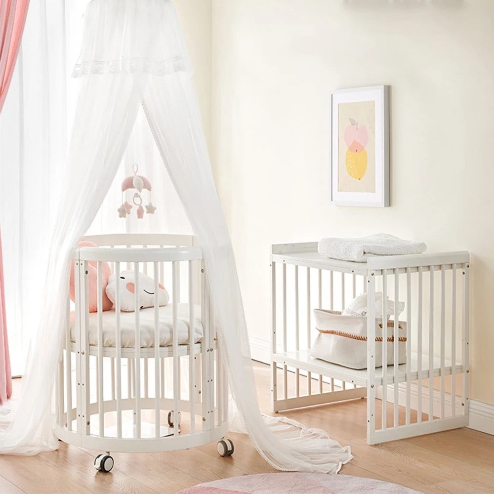Multi-function Wooden Oval Swing Crib