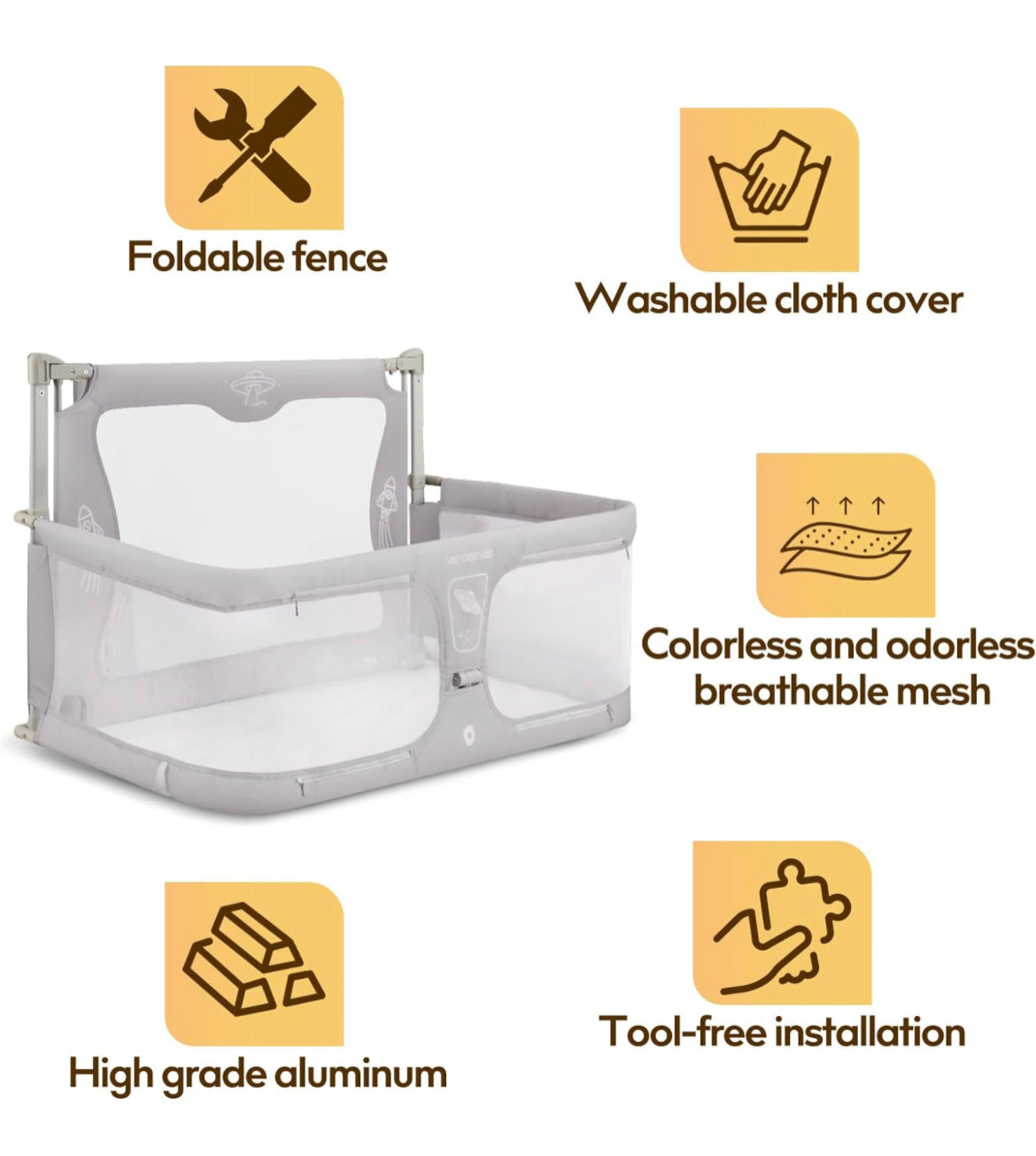 Bedside Crib Baby Bassinet Bedside Sleeper, Baby Bed Sleeper Baby Crib Bassinet Sleeper Easy Folding Save Space Portable Baby Crib 48 in