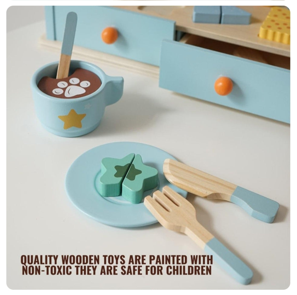 Wooden Coffee Counter & Ice Cream set ages 3y+