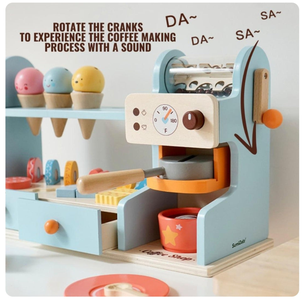 Wooden Coffee Counter & Ice Cream set ages 3y+