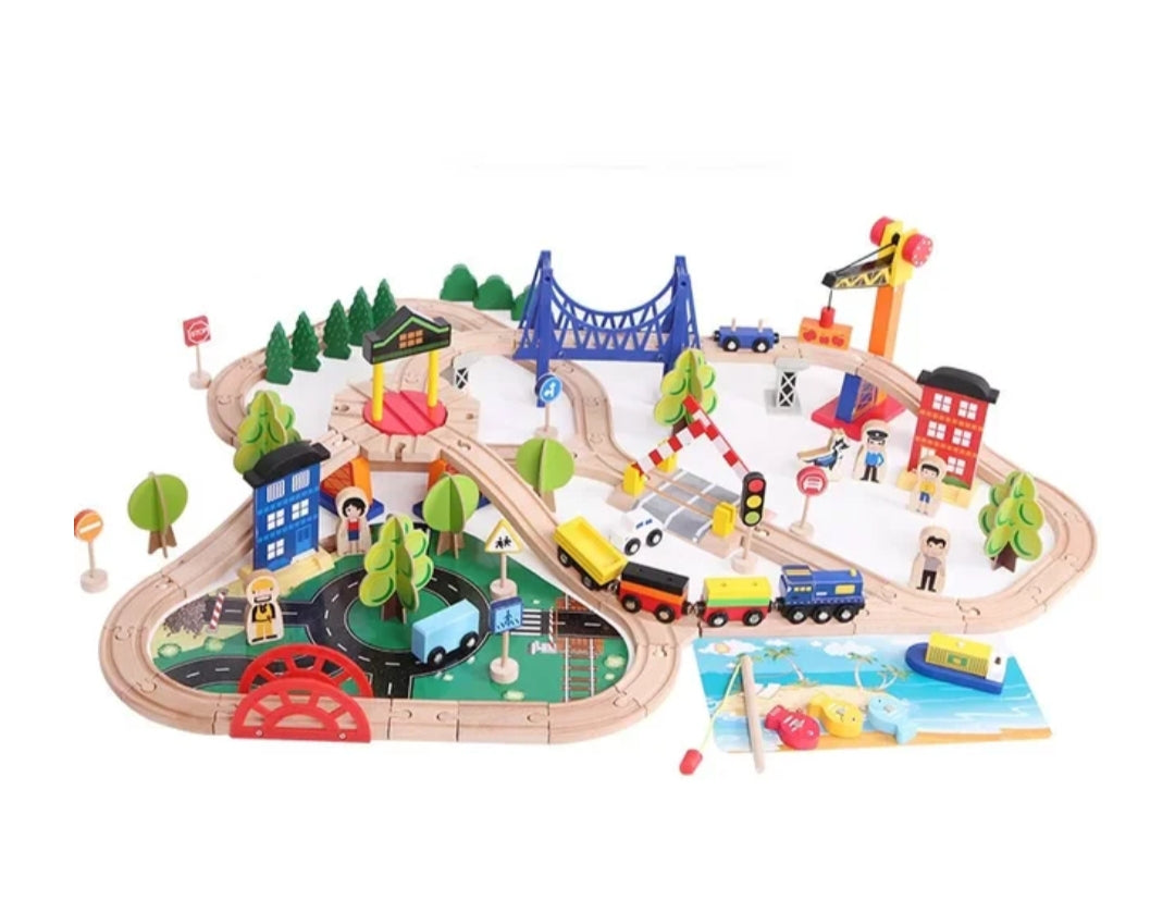 108 Pcs Wooden Train Track set