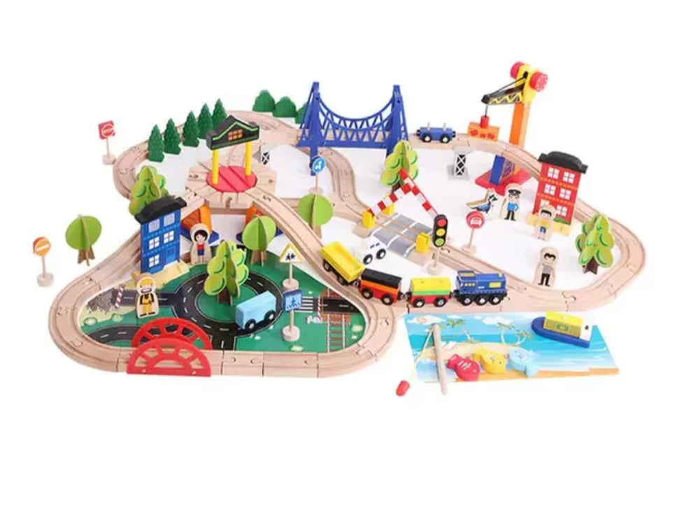 108 Pcs Wooden Train Track set