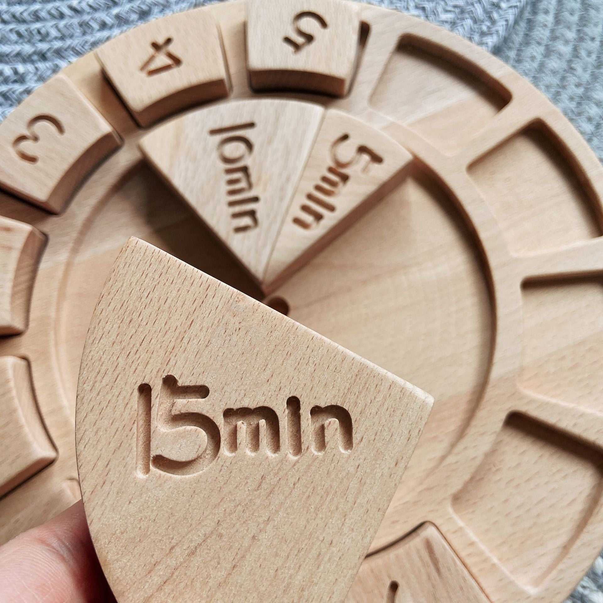 Toy wooden clock- hour/minutes/