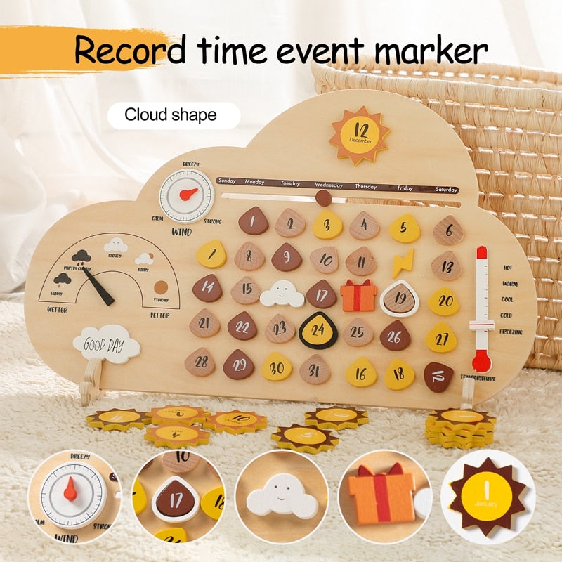 Wooden Toy Baby Learning Calendar Plate Toy For Children