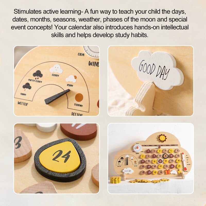 Wooden Toy Baby Learning Calendar Plate Toy For Children