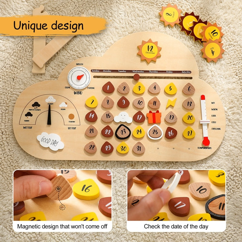 Wooden Toy Baby Learning Calendar Plate Toy For Children