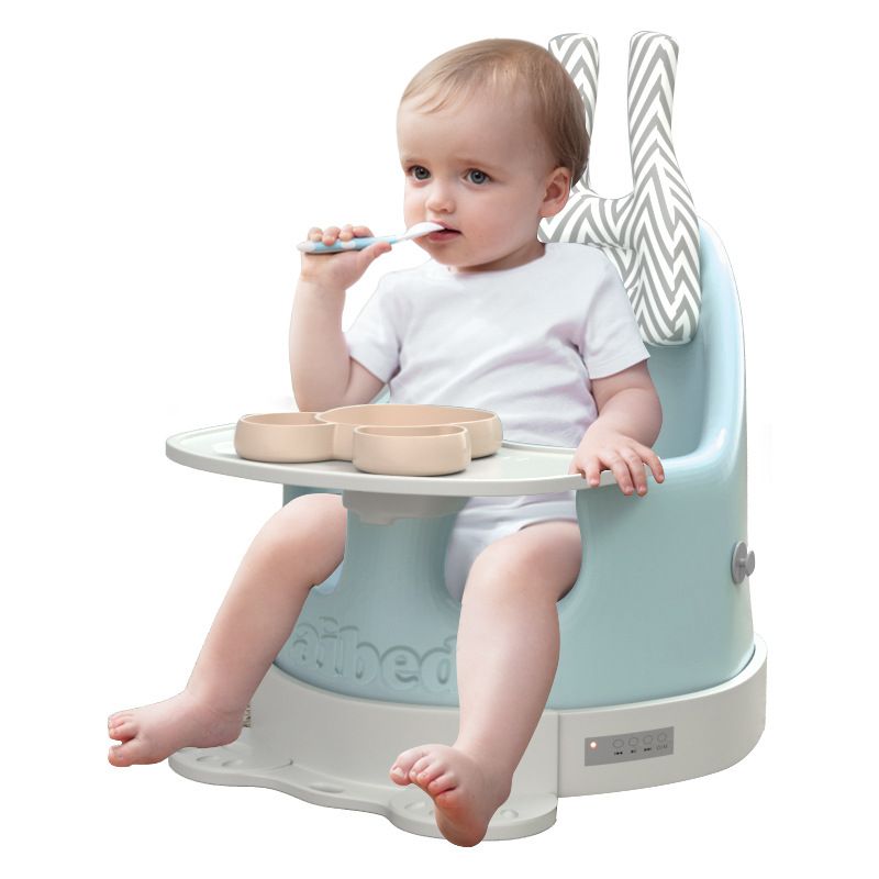 Non-toxic pu dining chair seated support baby floor-standing seat plus movable chassis fixed rope booster seat
