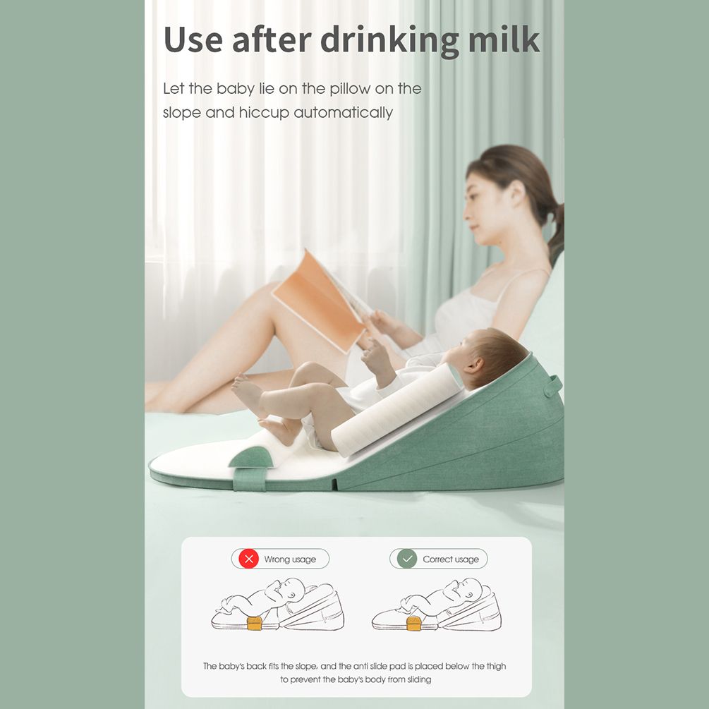 Ergonomic Baby Bed To Spitting, Vomiting And Flat Head, Height Adjustable Wedge Pillow for Breastfeeding