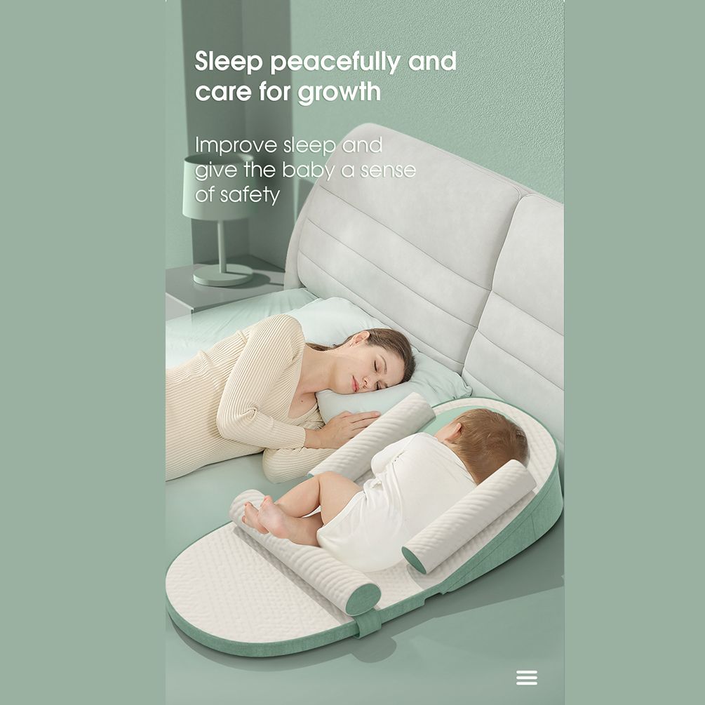 Ergonomic Baby Bed To Spitting, Vomiting And Flat Head, Height Adjustable Wedge Pillow for Breastfeeding
