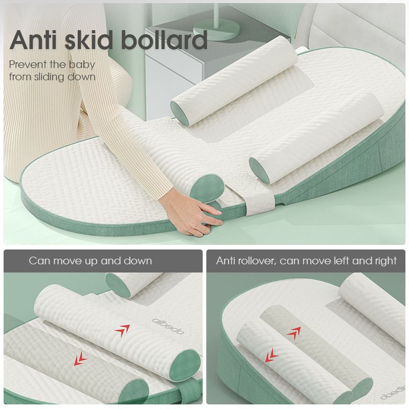 Ergonomic Baby Bed To Spitting, Vomiting And Flat Head, Height Adjustable Wedge Pillow for Breastfeeding