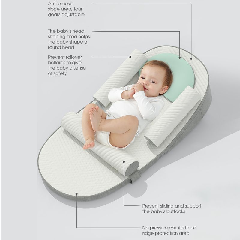 Ergonomic Baby Bed To Spitting, Vomiting And Flat Head, Height Adjustable Wedge Pillow for Breastfeeding