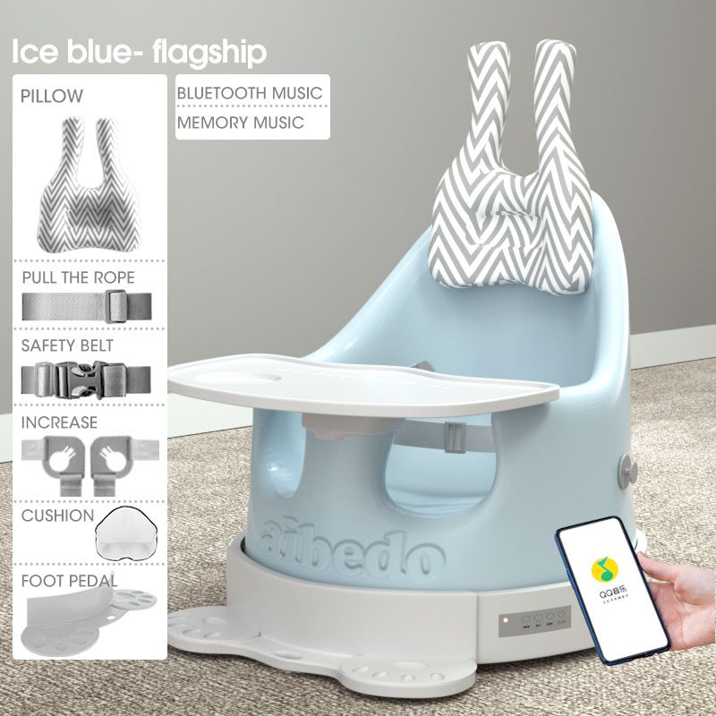 Non-toxic pu dining chair seated support baby floor-standing seat plus movable chassis fixed rope booster seat