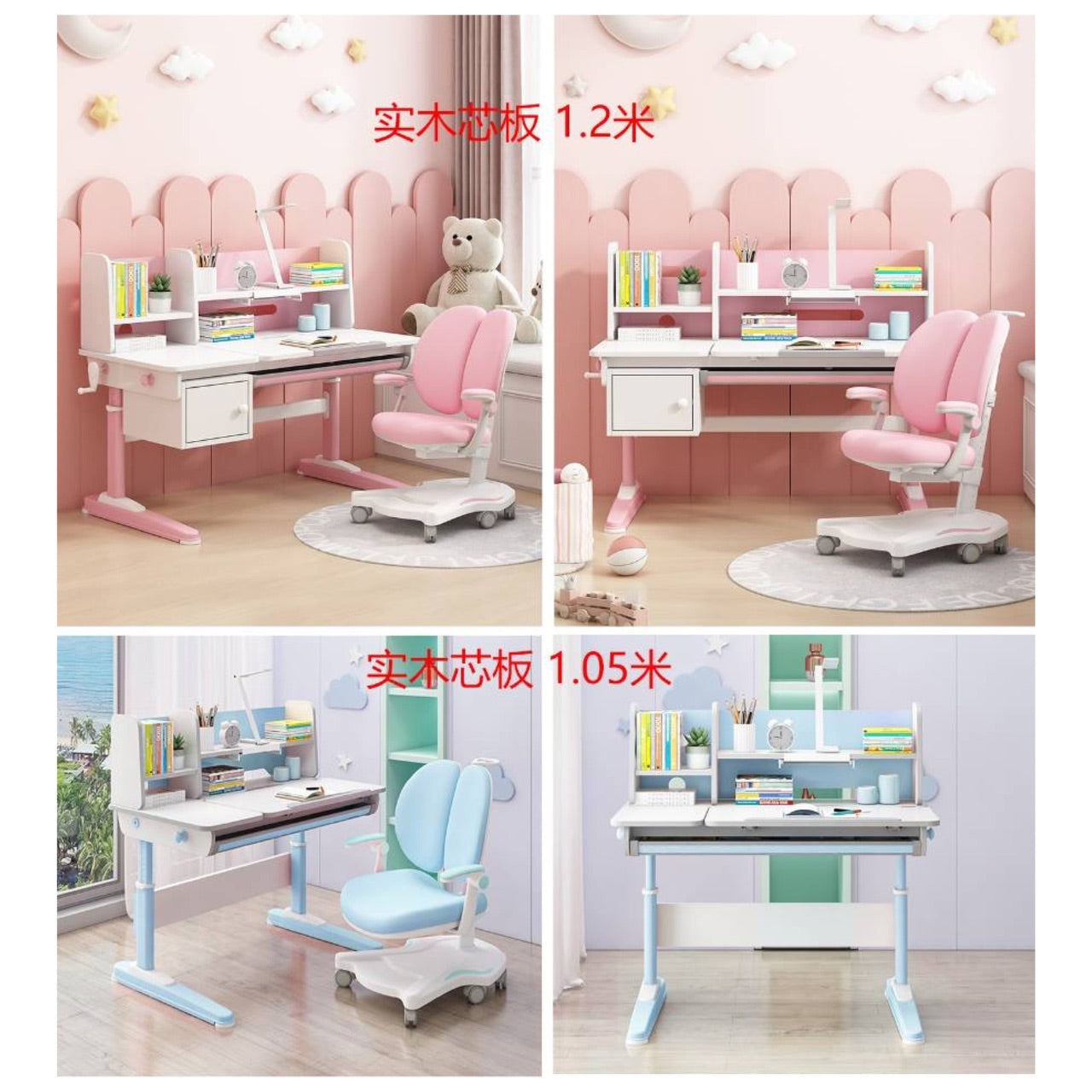 L Shape Study desk table for kids (Pink,Blue)