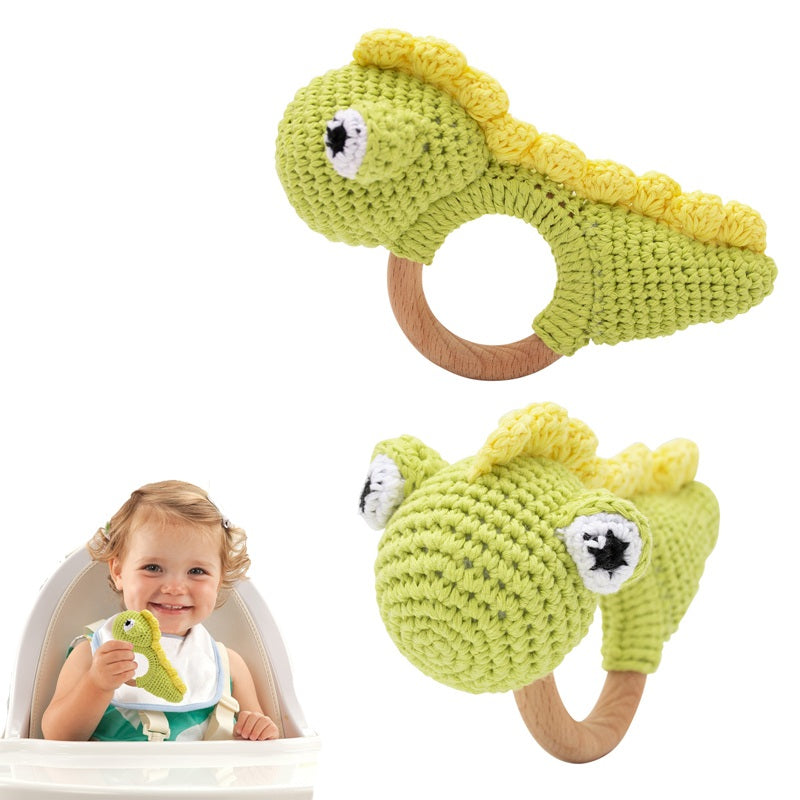 Crochet Animals Rattles Soother Bracelet Wooden Teether for Baby Gift