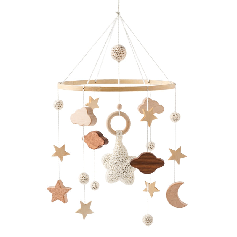 Baby Rattle Toy Wooden Music Bed Bell Hanging Toys