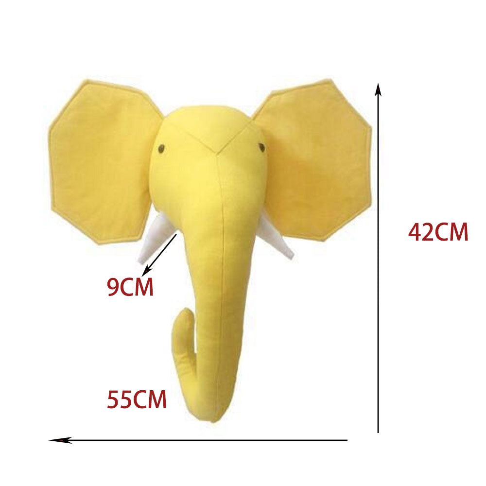 Nordic Style Kids Room Decoration Animal Heads Giraffe Elephant Wall Hanging Decor Baby Stuffed Toys Girls Bedroom Accessories