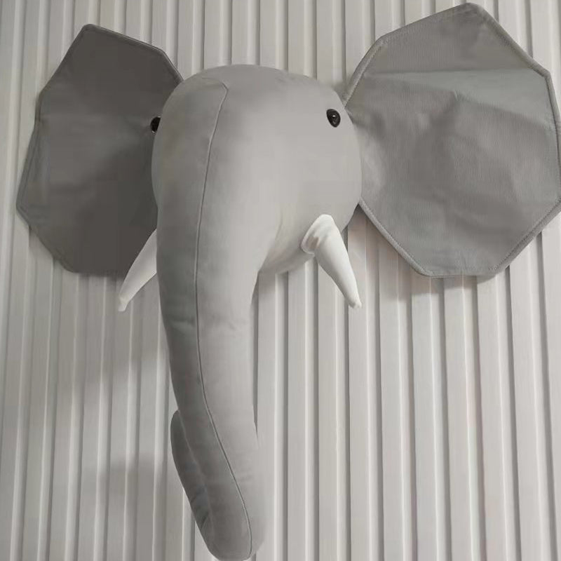 Nordic Style Kids Room Decoration Animal Heads Giraffe Elephant Wall Hanging Decor Baby Stuffed Toys Girls Bedroom Accessories
