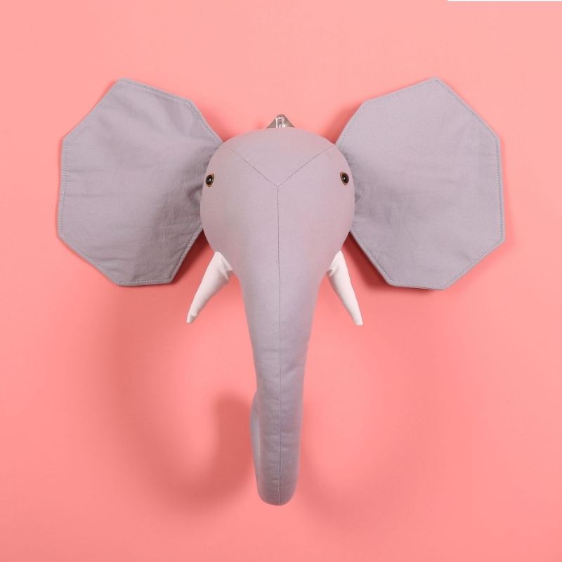 Nordic Style Kids Room Decoration Animal Heads Giraffe Elephant Wall Hanging Decor Baby Stuffed Toys Girls Bedroom Accessories