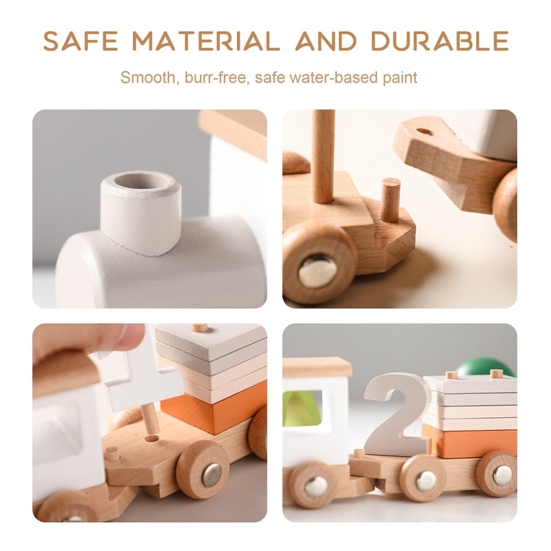 Wooden Train Birthday Toy Montessori Toys Baby Toys Baby Educational Toys Wooden Trolley Baby Learning Toys Number Of Wood