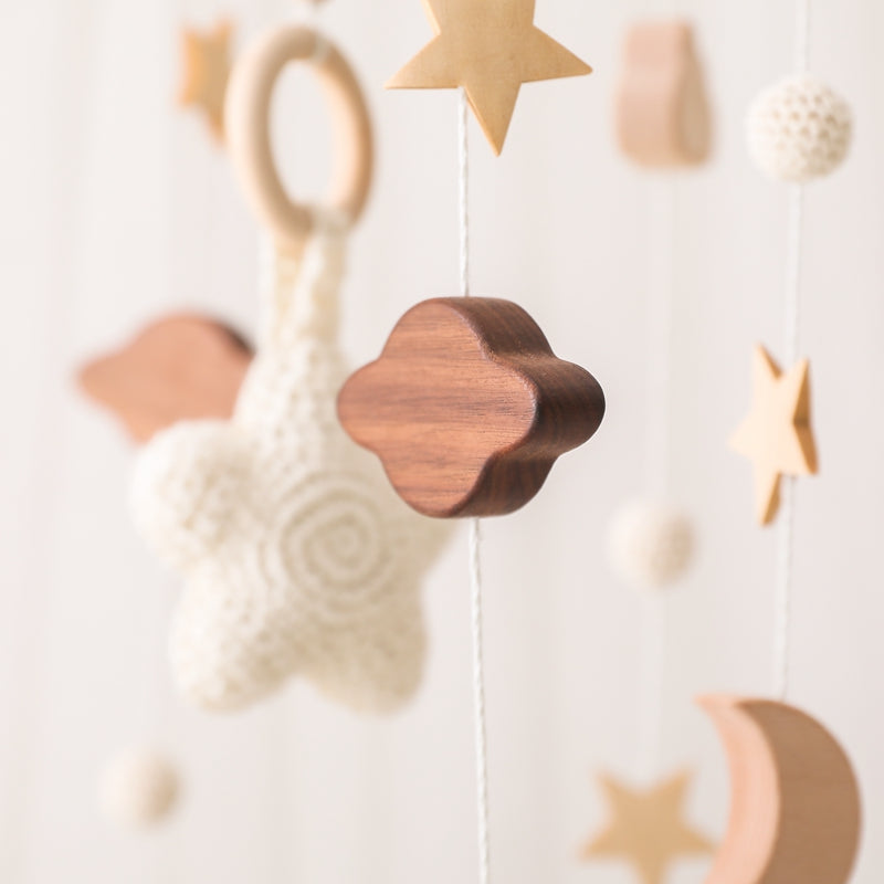Baby Rattle Toy Wooden Music Bed Bell Hanging Toys