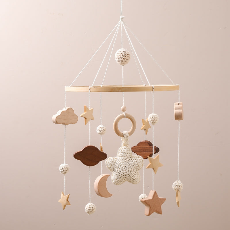 Baby Rattle Toy Wooden Music Bed Bell Hanging Toys