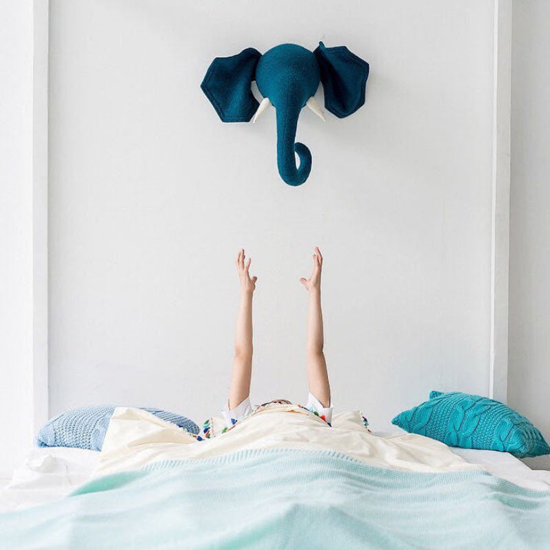 Nordic Style Kids Room Decoration Animal Heads Giraffe Elephant Wall Hanging Decor Baby Stuffed Toys Girls Bedroom Accessories