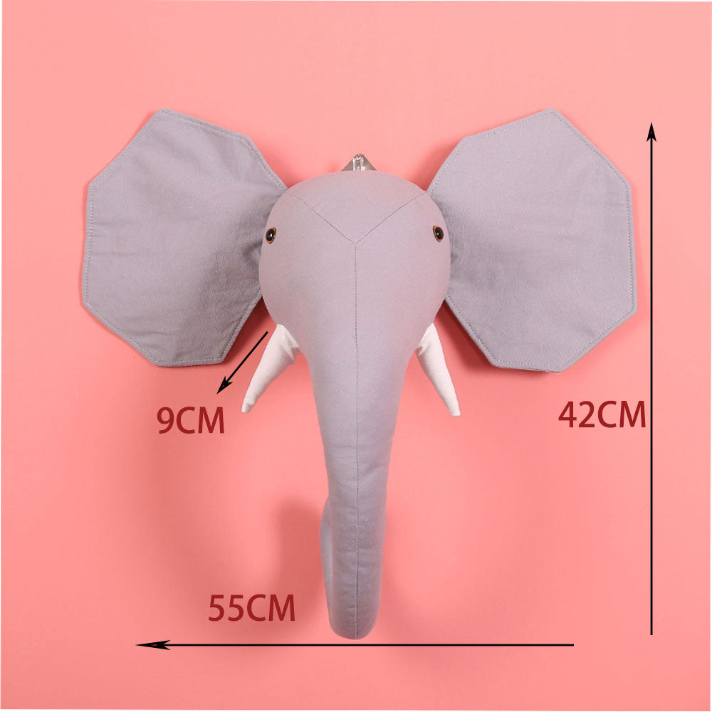 Nordic Style Kids Room Decoration Animal Heads Giraffe Elephant Wall Hanging Decor Baby Stuffed Toys Girls Bedroom Accessories
